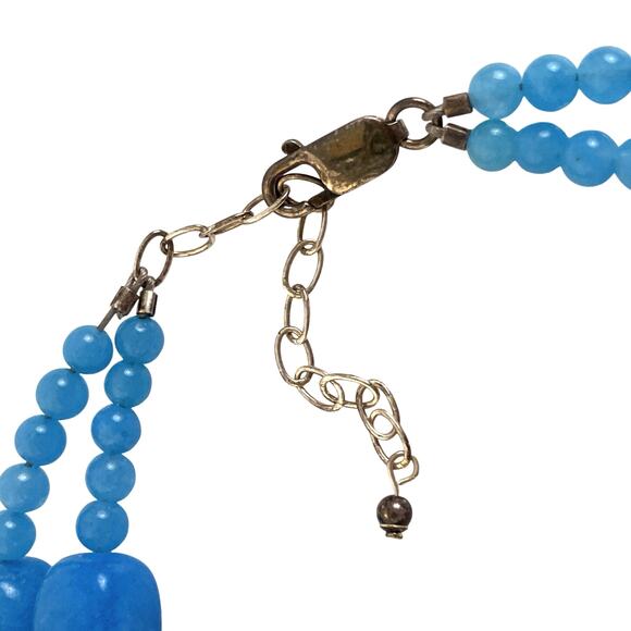 Signed Silpada Sterling Silver Double Strand Blue Magnesite Gemstone Necklace 20 - Picture 7 of 13